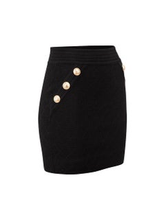 Black Button Detail Knit Skirt Size M