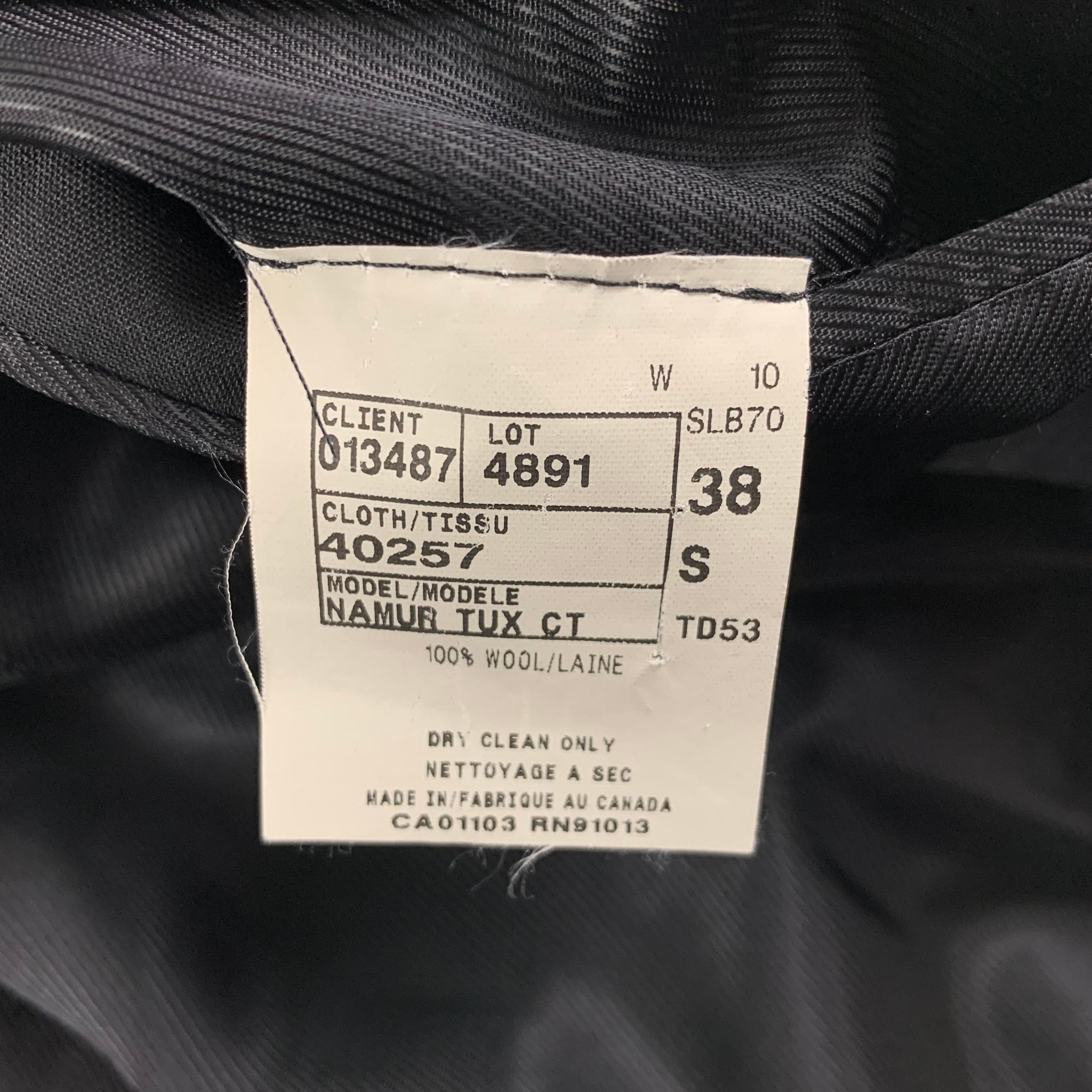 BLACK by VERA WANG Size 38 Grey Black Wool Notch Lapel Tuxedo Sport Coat In Excellent Condition In San Francisco, CA