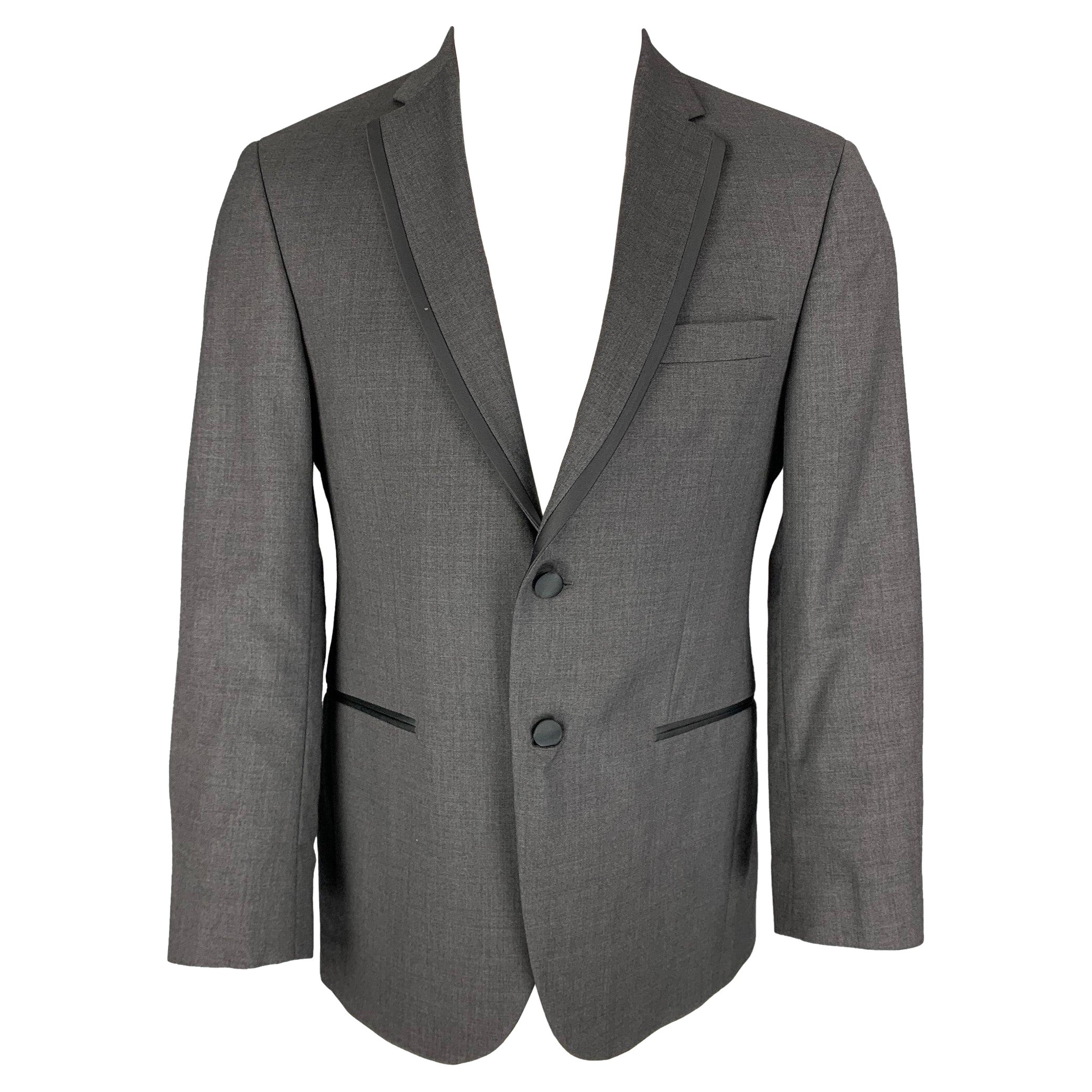 NEGRO by VERA WANG Talla 38 Gris Negro Lana Solapa Esmoquin Sport Coat