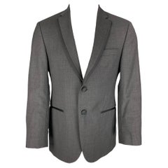 BLACK by VERA WANG Größe 38 Grau Schwarz Wolle Notch Lapel Smoking Sport Mantel