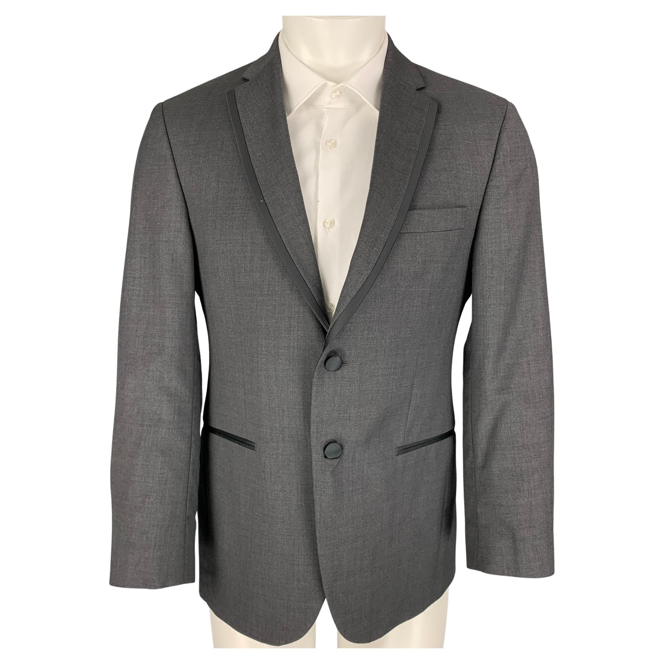 BLACK by VERA WANG Size 38 Grey Black Wool Notch Lapel Tuxedo Sport Coat