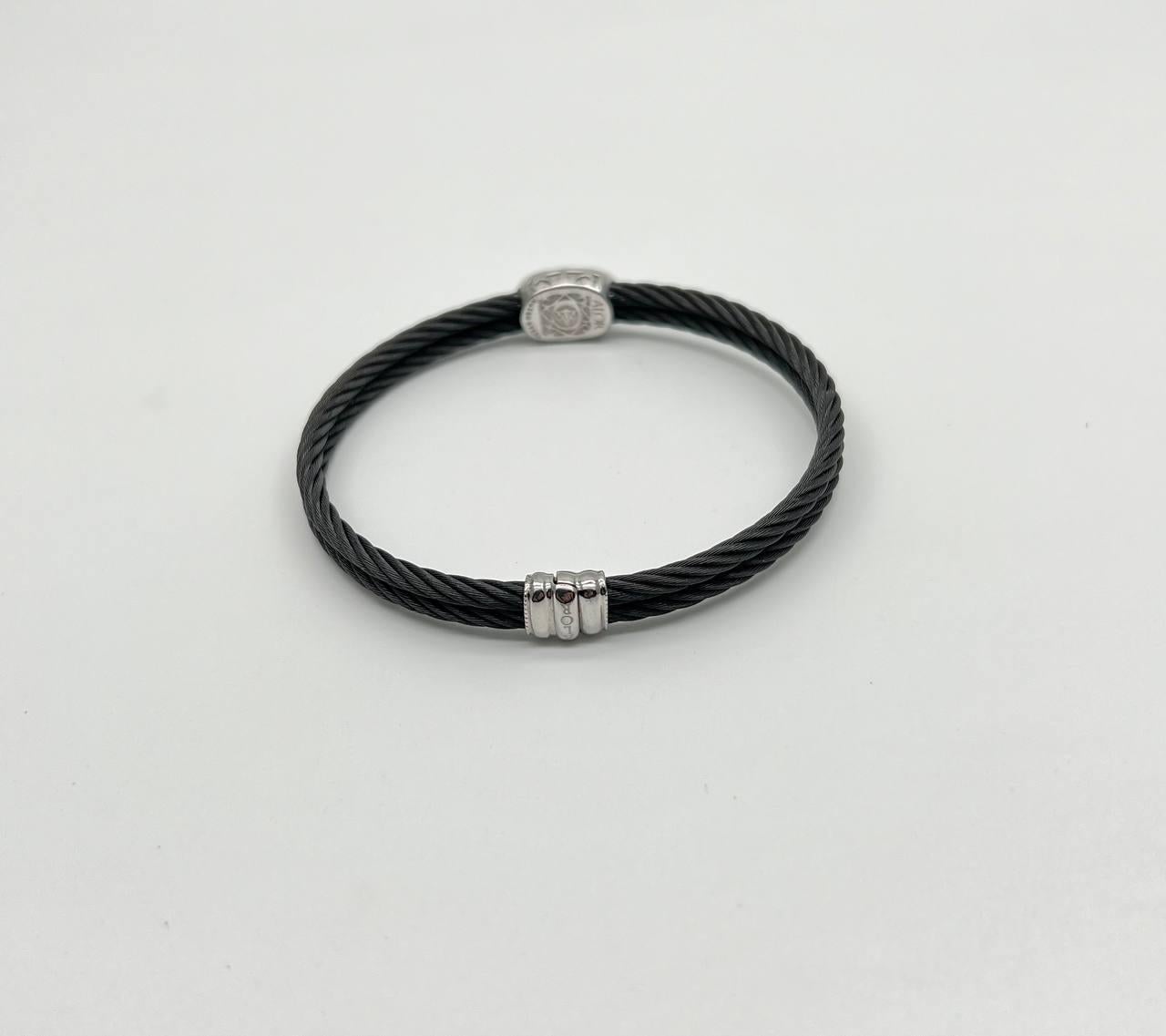 Bracciale nero a cavo con diamanti in oro bianco 18 carati con filigrana e dichiarazione a torsione In condizioni Nuovo in vendita a Oakton, VA
