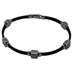Black Cable Row 18K White Gold Diamonds Filigree Statement Twisted Bracelet