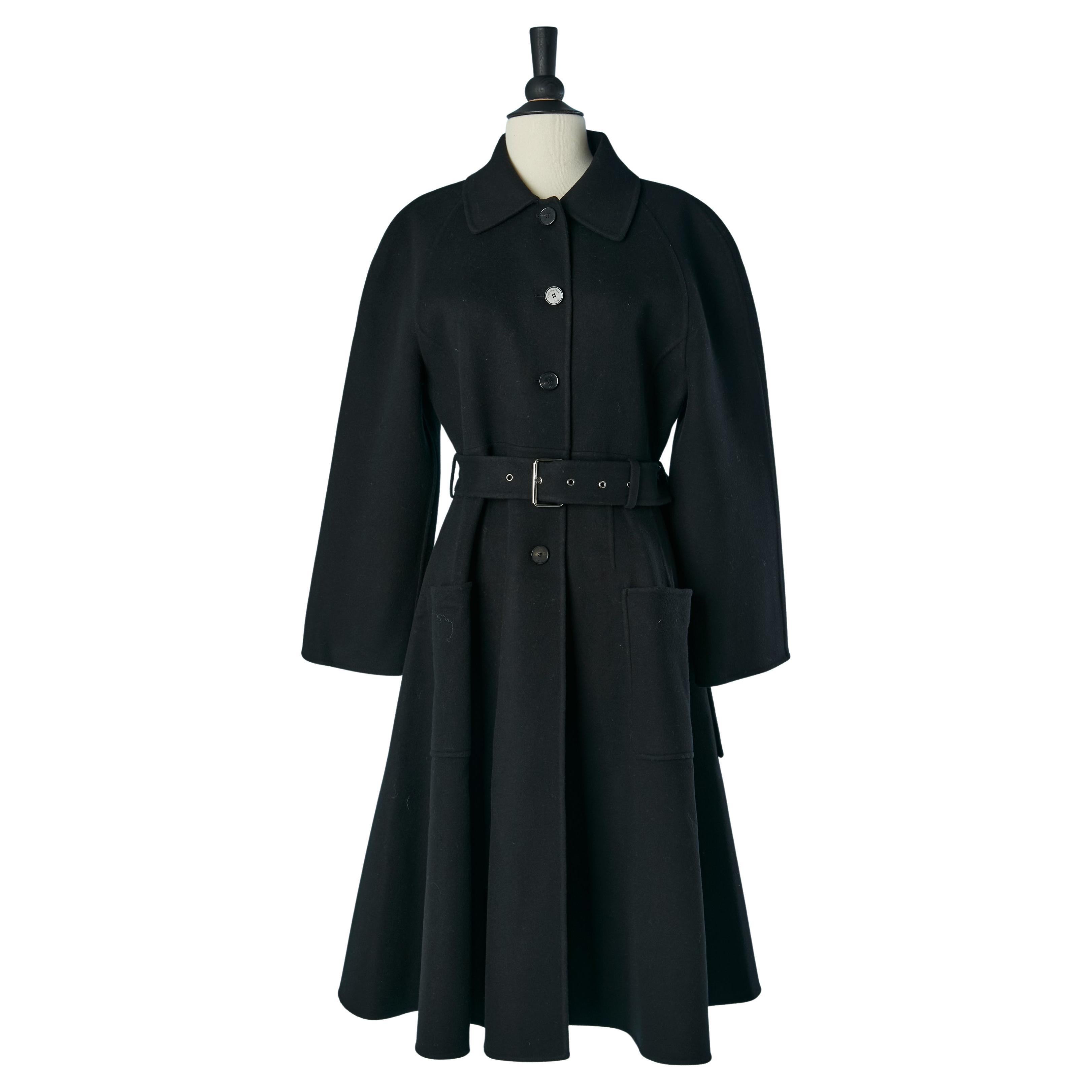 Cappotto nero cachemire double-face monopetto CHRISTIAN DIOR in vendita