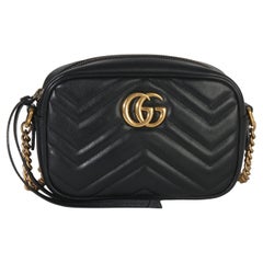Black Calfskin Matelasse Mini GG Marmont Chain Shoulder Bag