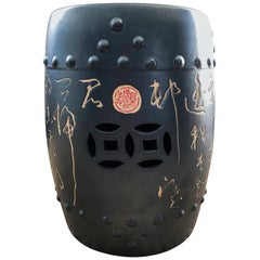 Black Calligraphy Garden Stool