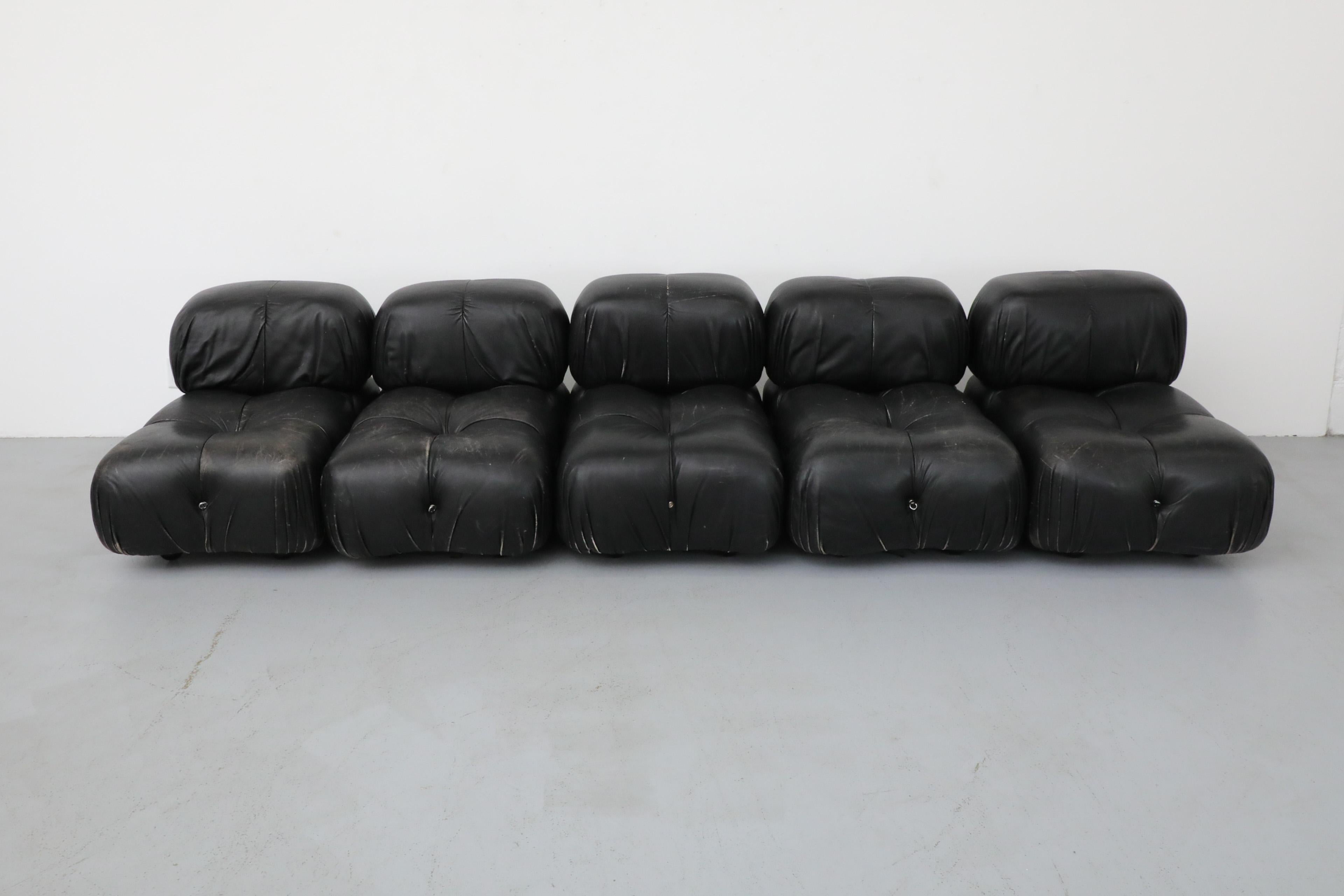 Mid-Century Modern Black 'Camaleonda' Five Section Sofa by Mario Bellini for B&B Italia, 1970s