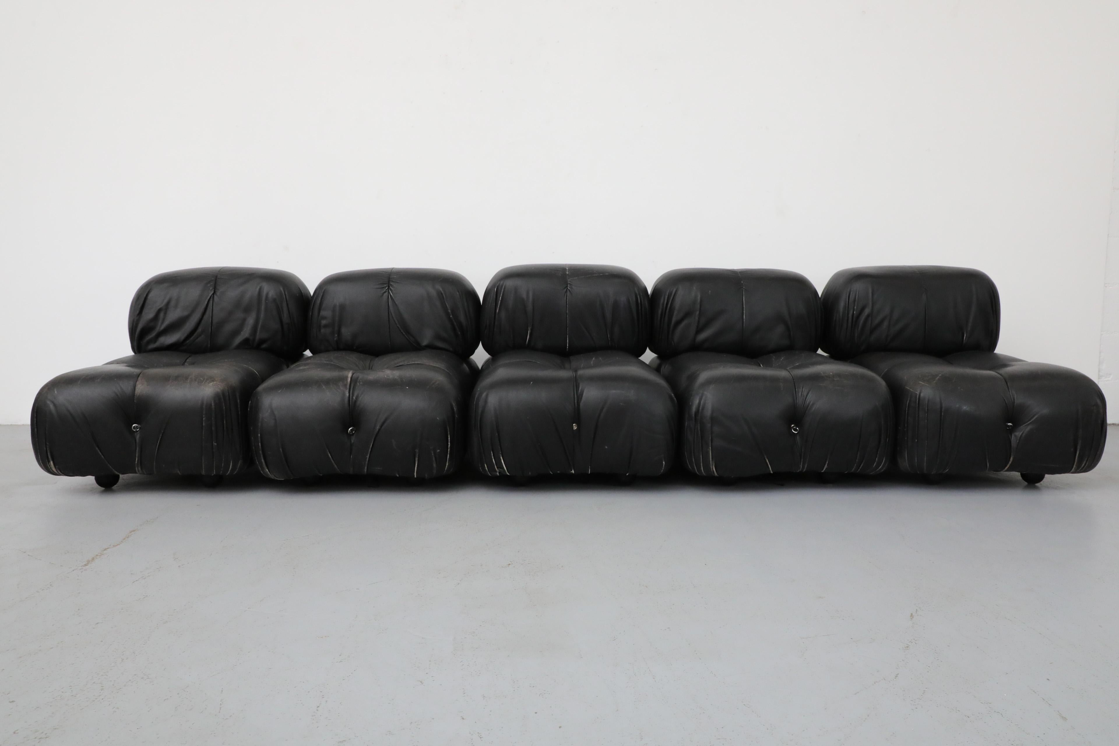 Italian Black 'Camaleonda' Five Section Sofa by Mario Bellini for B&B Italia, 1970s