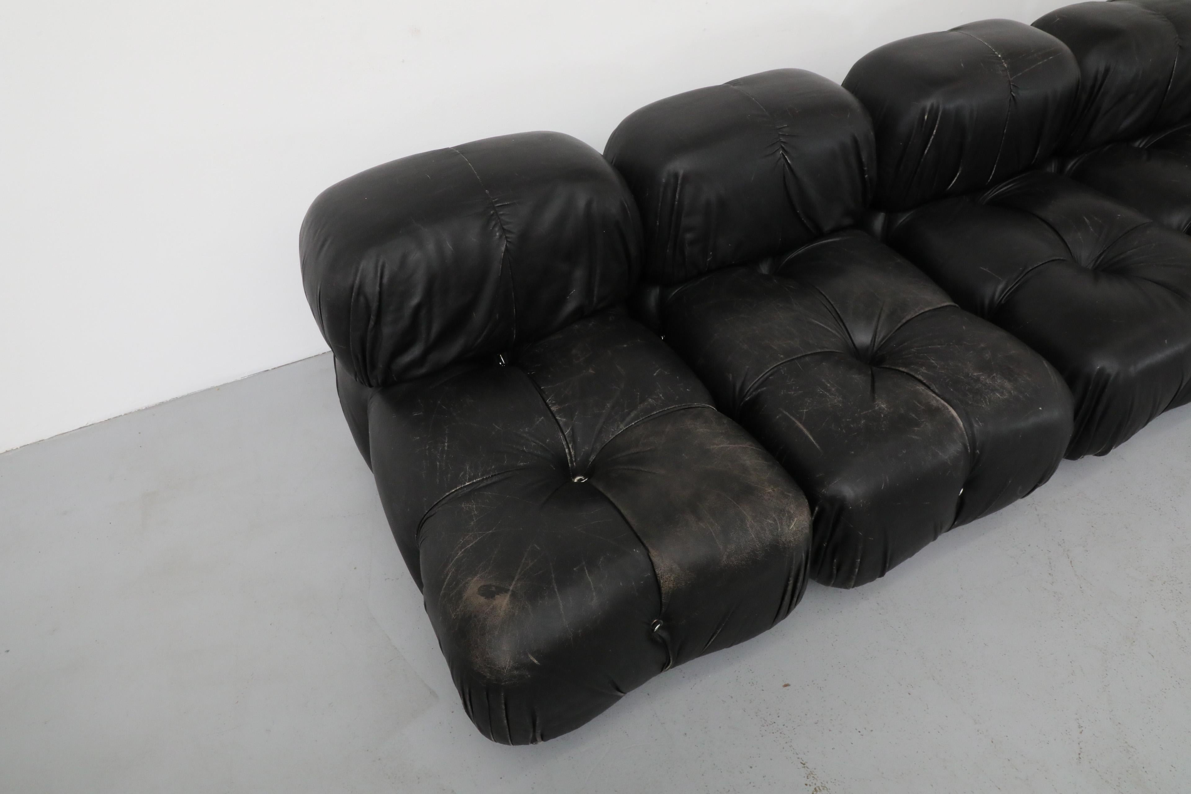 Metal Black 'Camaleonda' Five Section Sofa by Mario Bellini for B&B Italia, 1970s