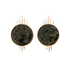 Black Cameo Rose Gold Earrings Handcrafted in Italy by Botta Gioielli
