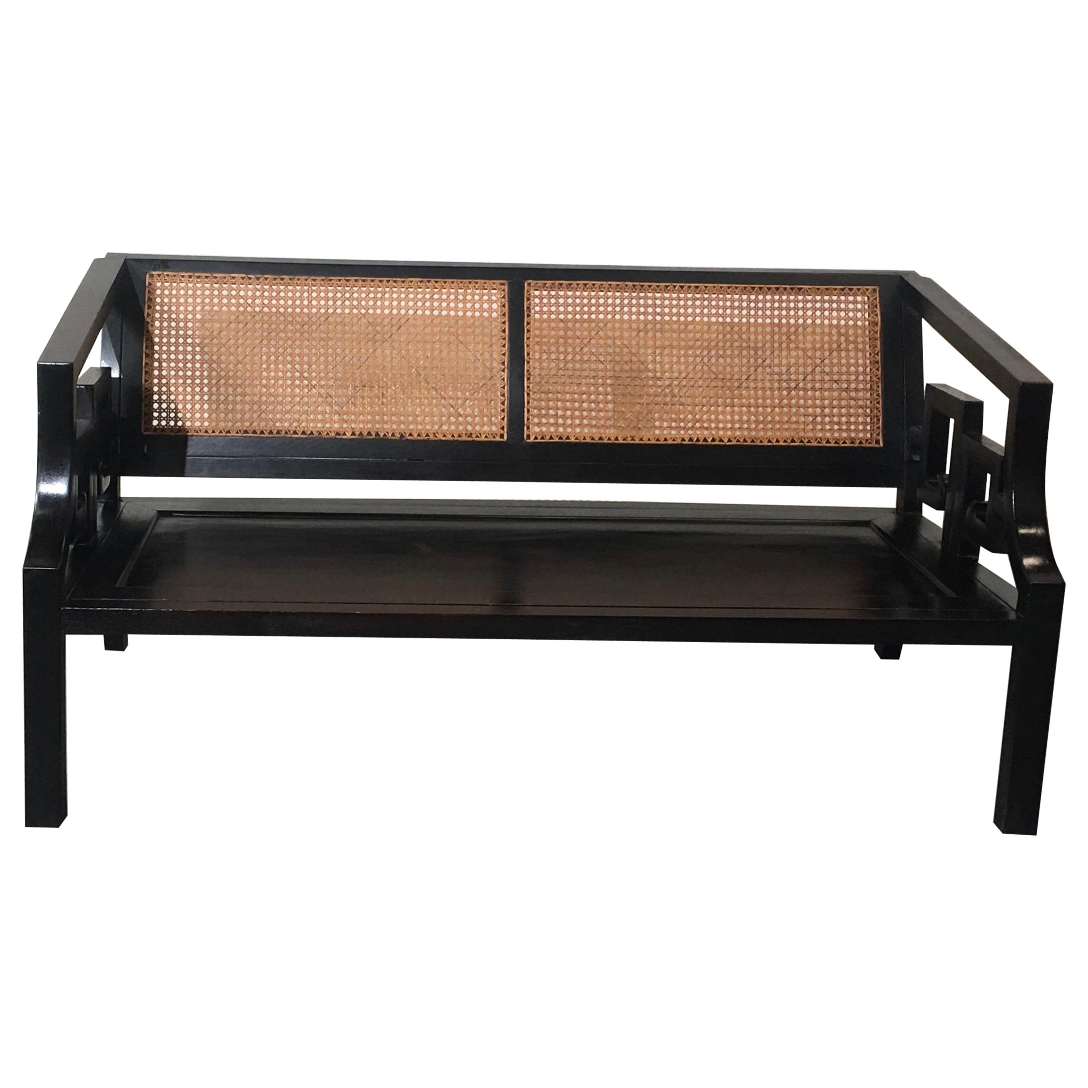 Black Cane Back Bench