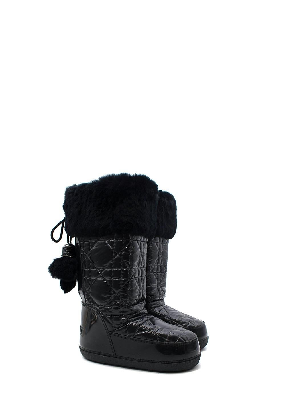 Black Cannage Nylon Fur Trimmed Snow Boots For Sale 1