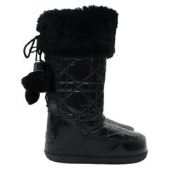 Black Cannage Nylon Fur Trimmed Snow Boots