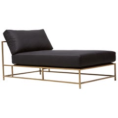 Black Canvas and Antique Brass Chaise Longue