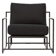 Sessel aus schwarzem Segeltuch und geschwärztem Stahl
