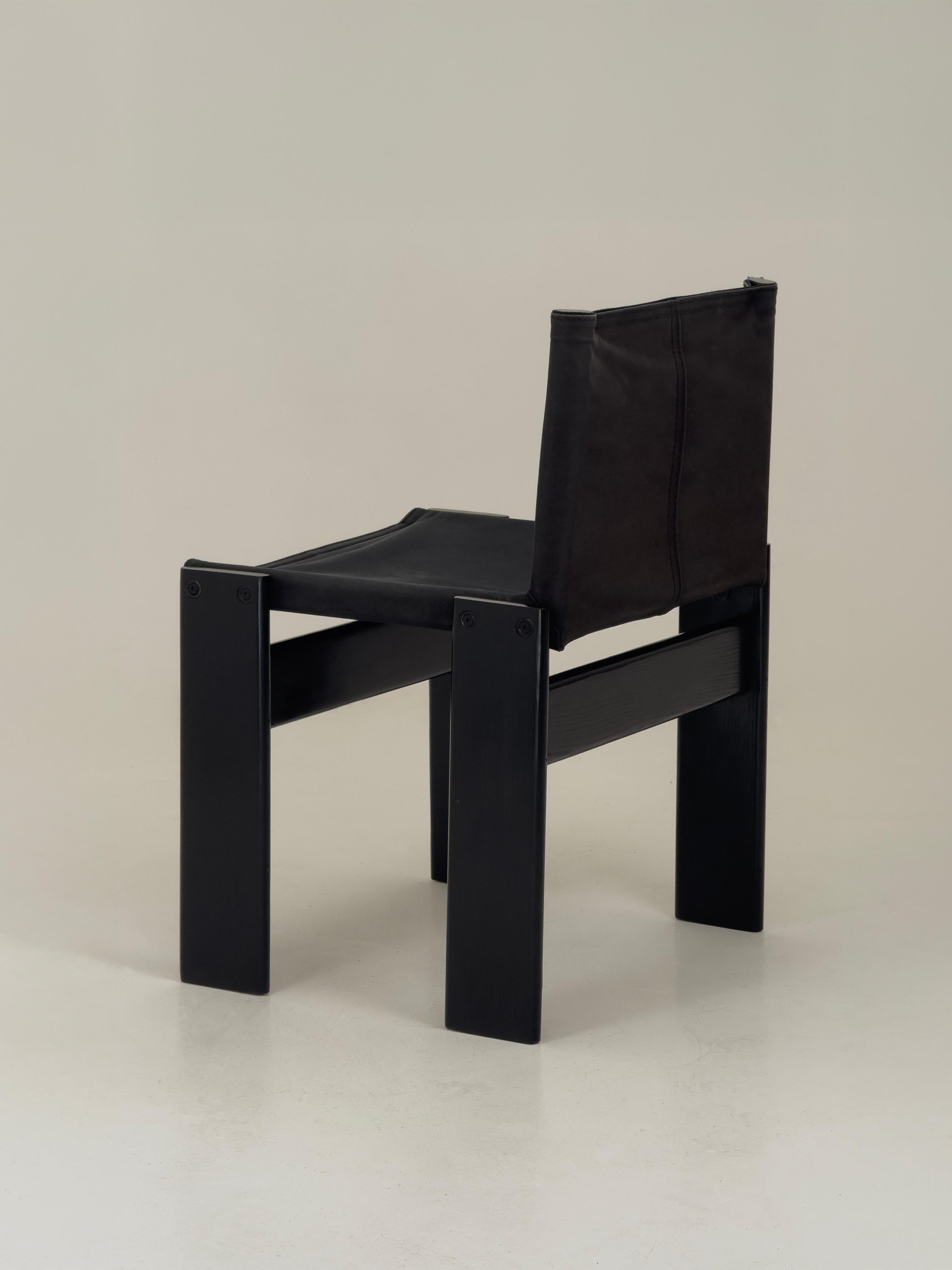 Black canvas Monk dining chairs by Afra & Tobia Scarpa for Molteni, Italy 1974 3