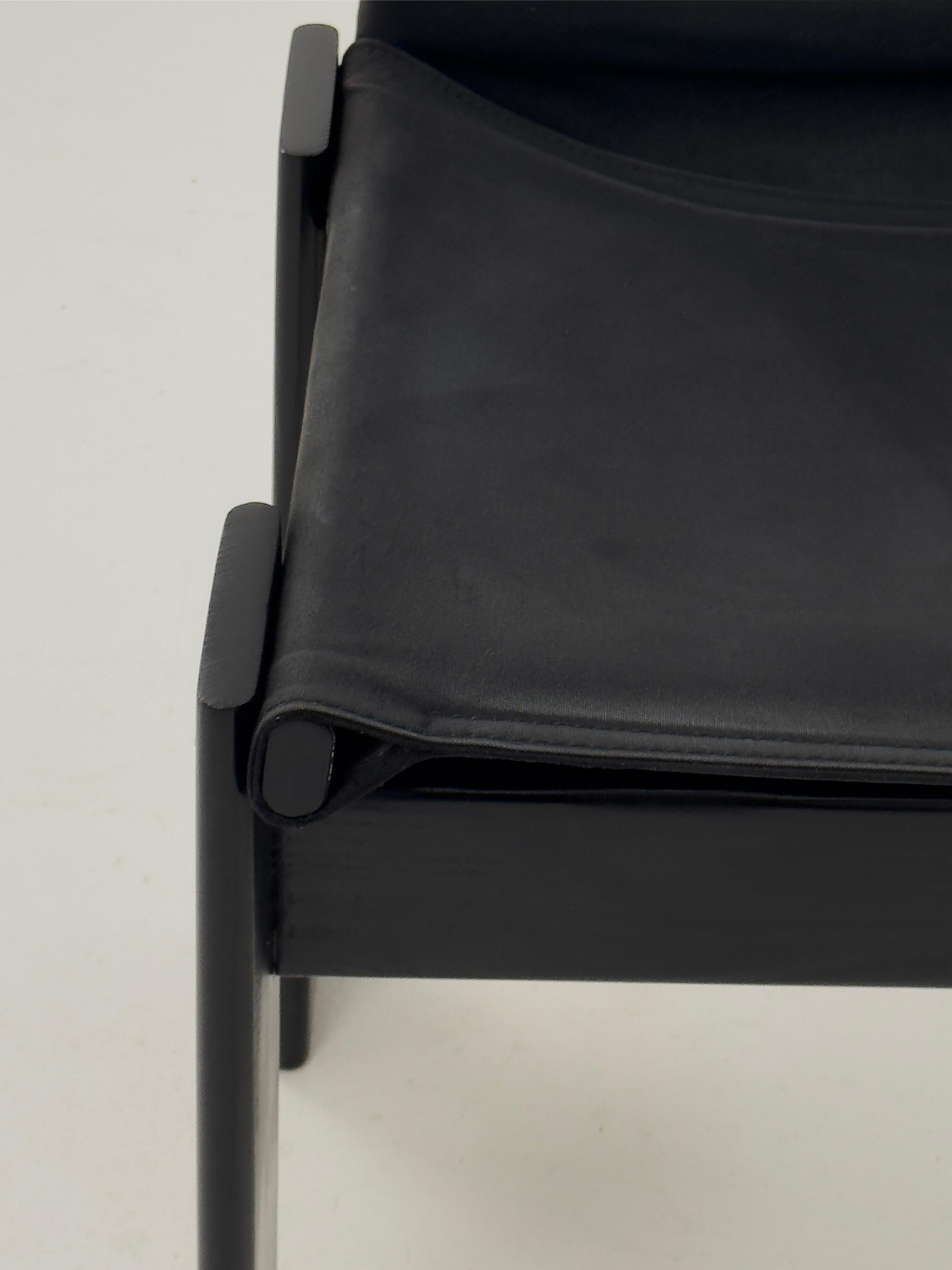 Black canvas Monk dining chairs by Afra & Tobia Scarpa for Molteni, Italy 1974 4