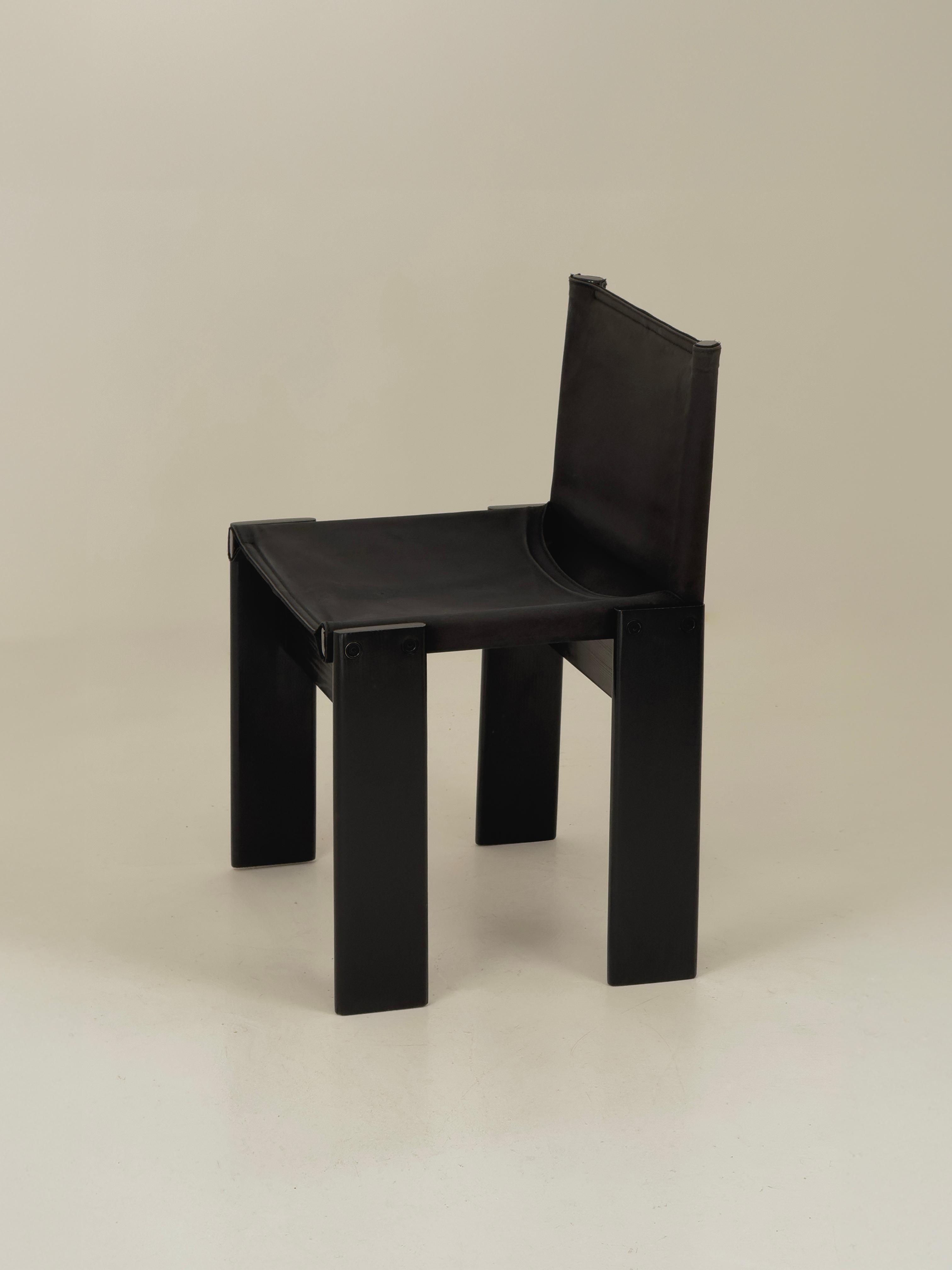 Black canvas Monk dining chairs by Afra & Tobia Scarpa for Molteni, Italy 1974 7