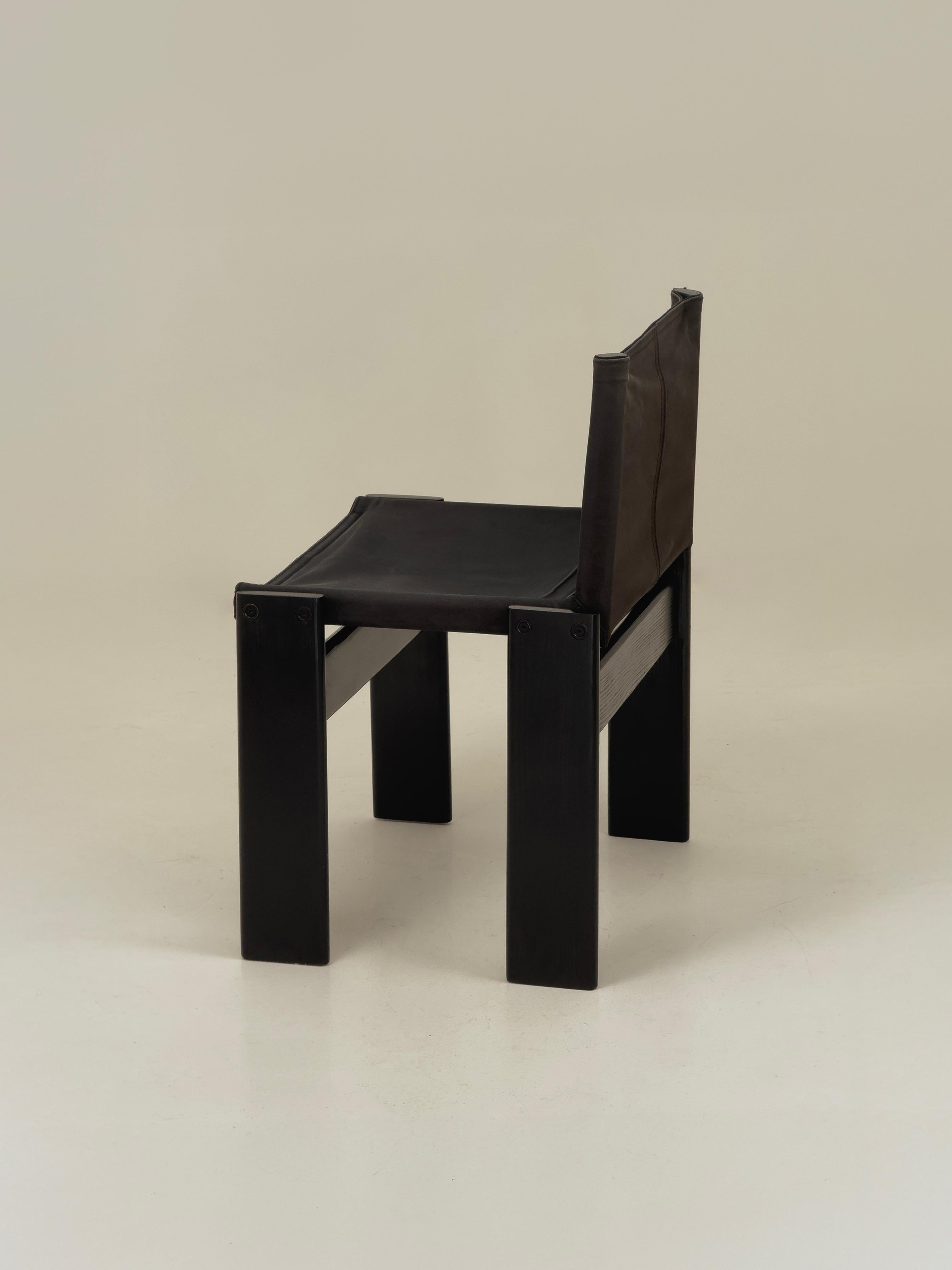Black canvas Monk dining chairs by Afra & Tobia Scarpa for Molteni, Italy 1974 10