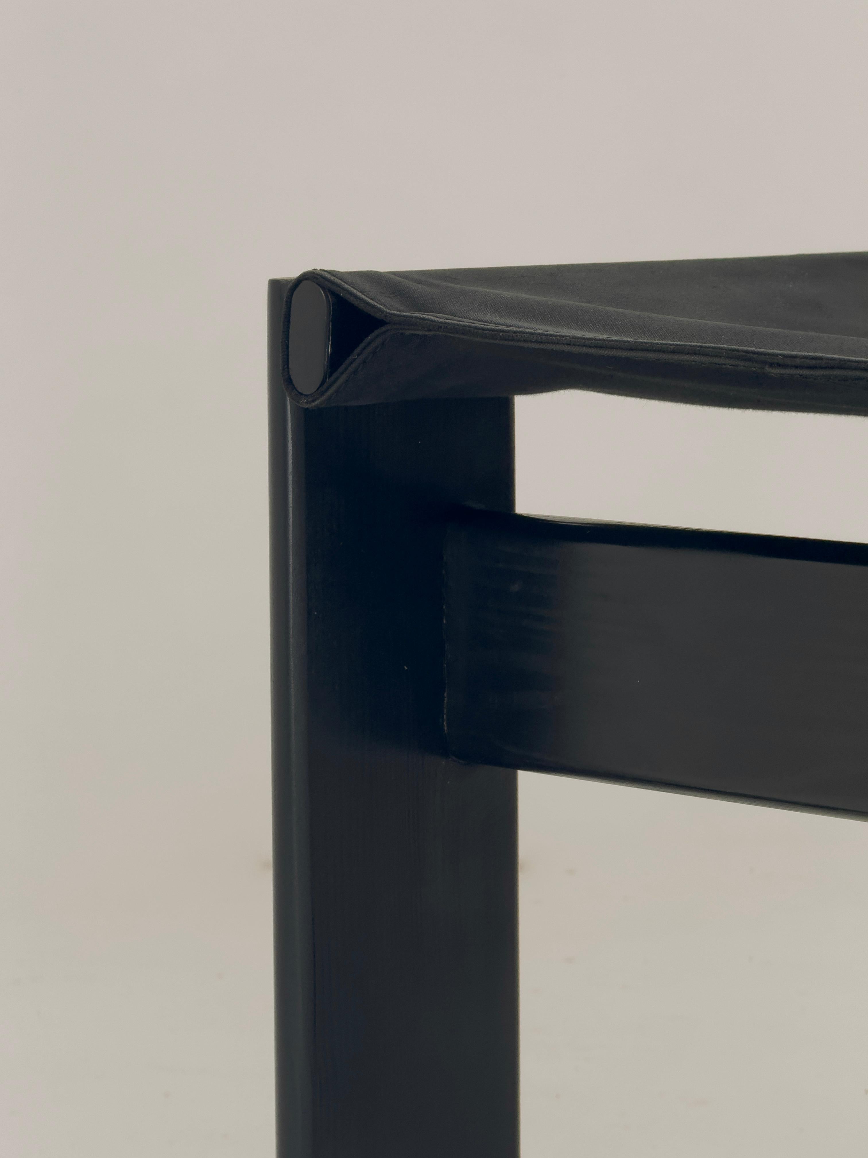 Late 20th Century Black canvas Monk dining chairs by Afra & Tobia Scarpa for Molteni, Italy 1974
