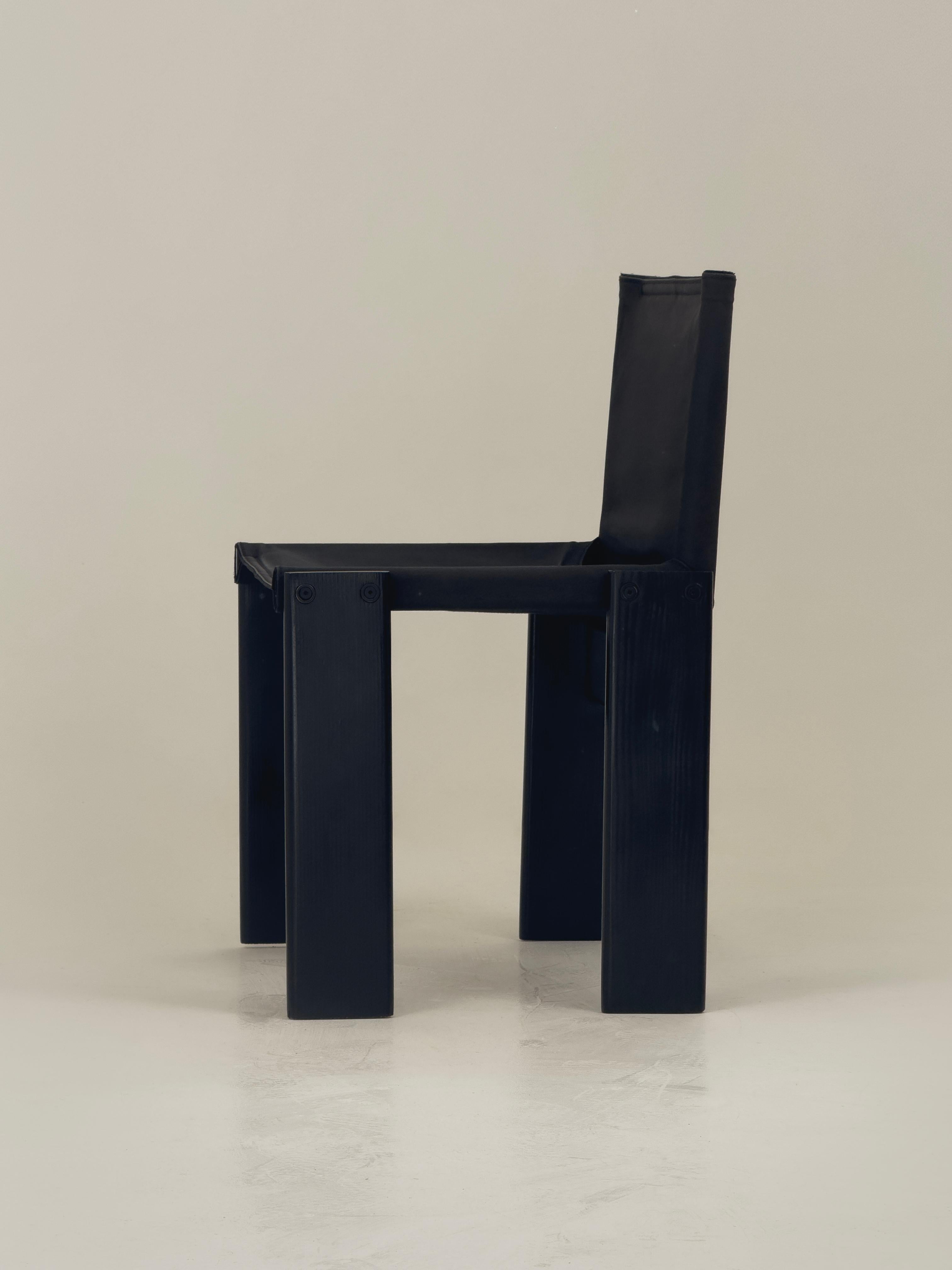 Metal Black canvas Monk dining chairs by Afra & Tobia Scarpa for Molteni, Italy 1974