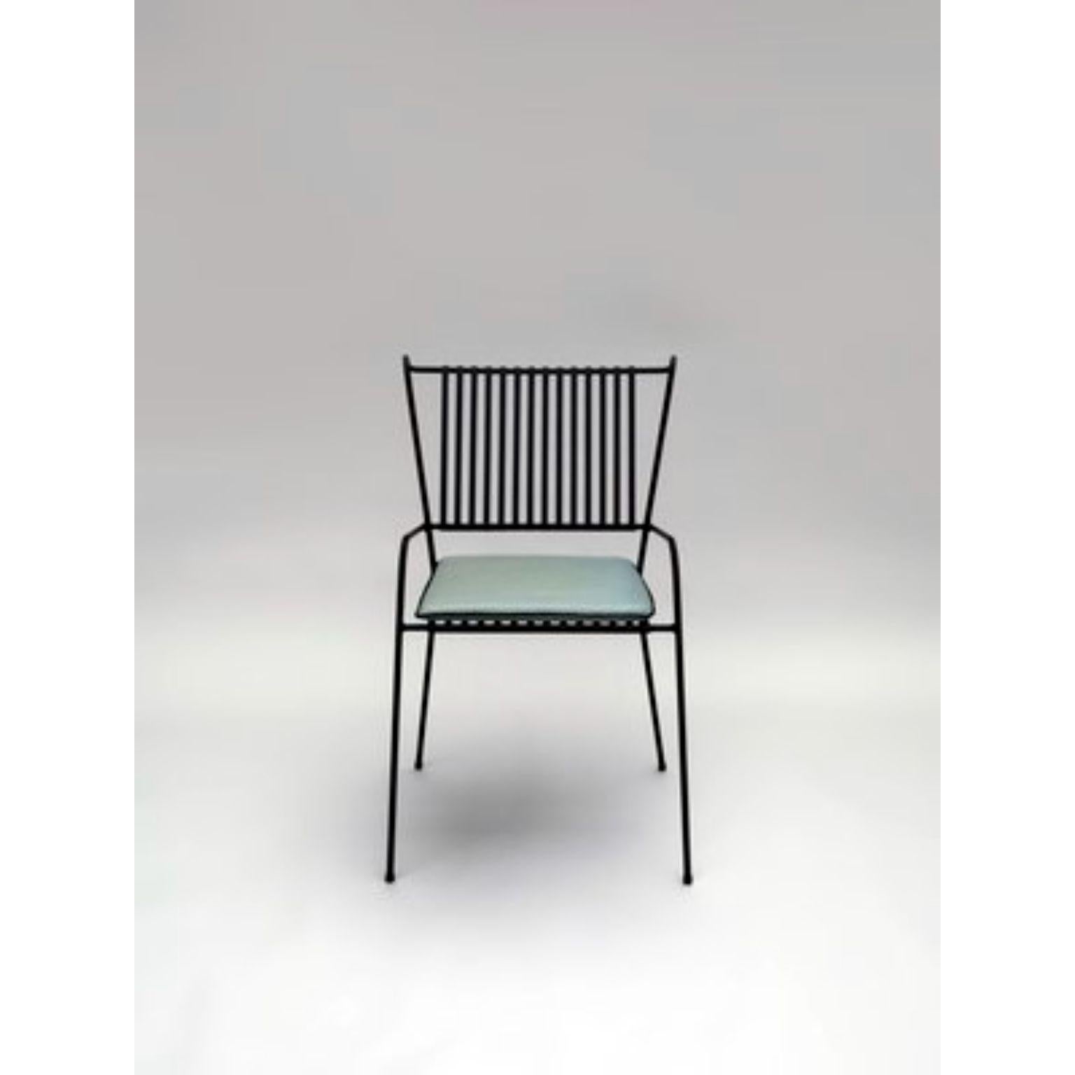 Black Capri chair with seat cushion by Cools Collection
Materials: Powder coated stainless steel, fabric suitable for outdoor use.
Dimensions: Chair: W 53 x D 60 x H 86 cm (seat height 45 cm).
Cushion: W 42 x D 42 x H 2cm.
Available in white or