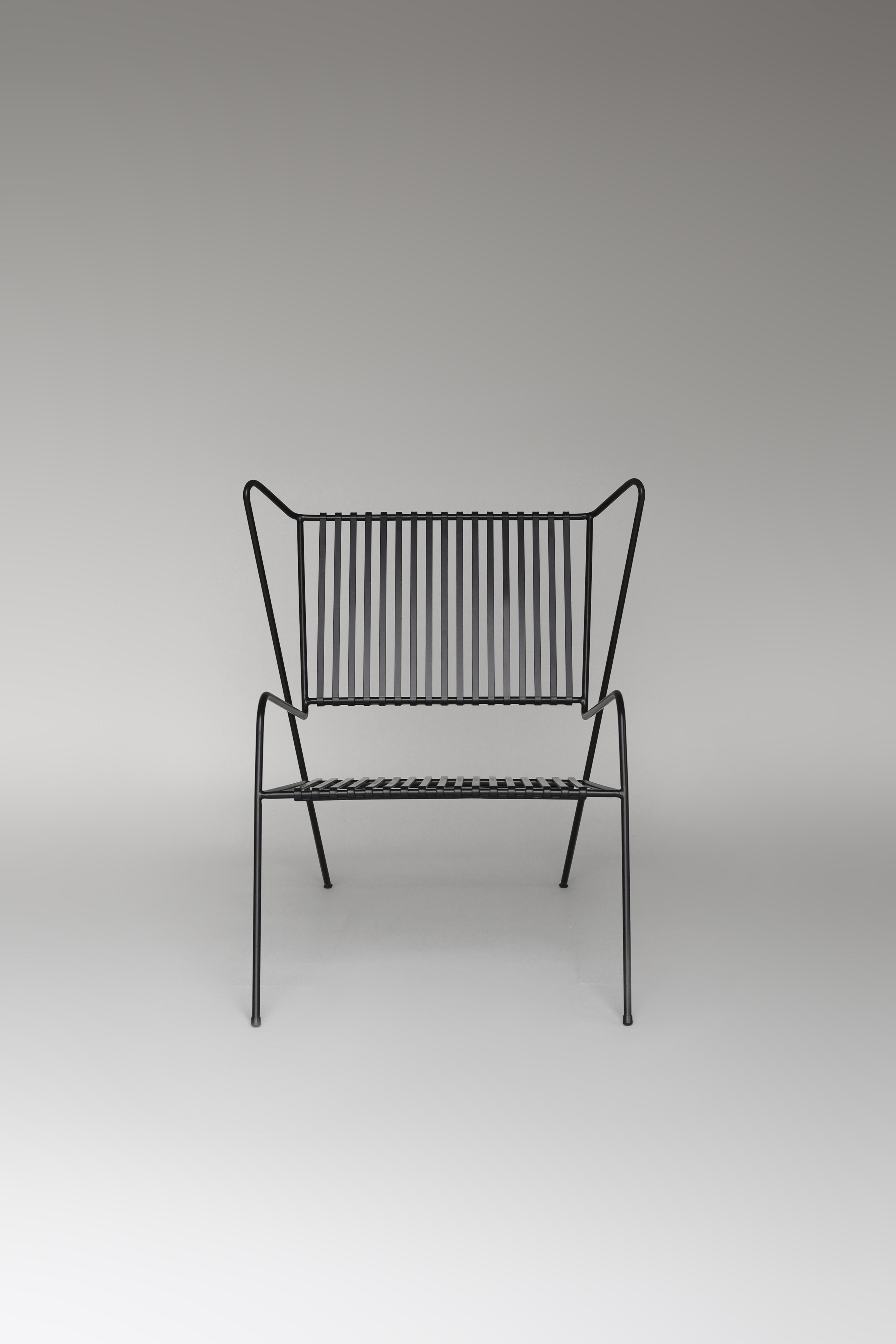 Black Capri easy lounge chair by Cools Collection
Materials: Powder coated stainless steel.
Dimensions: W 70 x D 84 x H 78 cm (seat height 34cm).
Available in white or black finishes.

COOLS Collection was launched in 2020 by