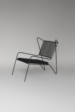 Silla Easy Lounge Capri negra con cojín de asiento by Colección Cools