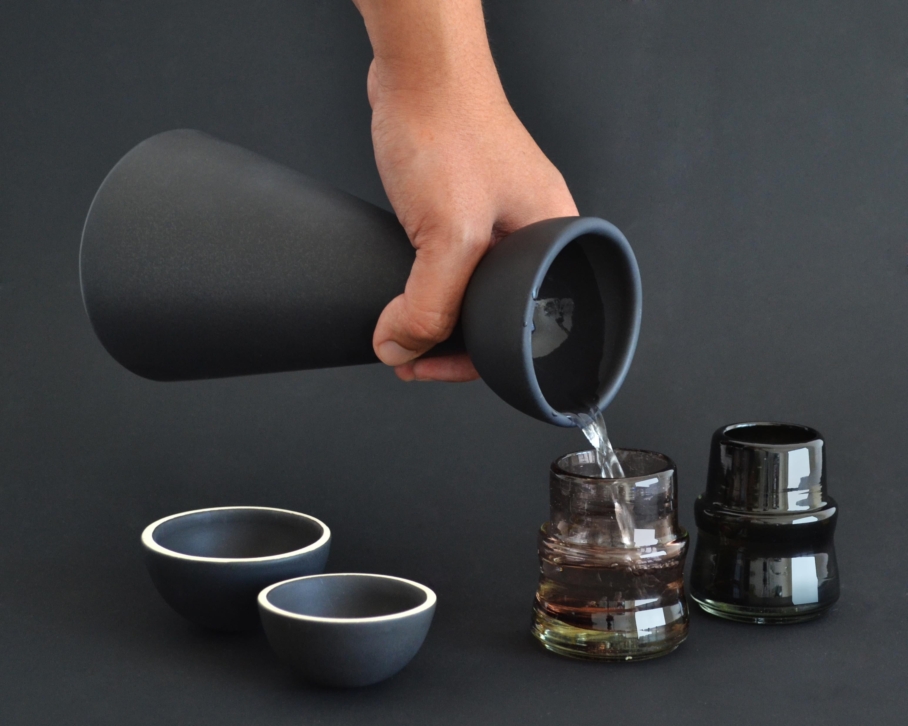 BLACK Carafe Contemporary Inspired by Traditional Jug Pitcher for Mezcal For Sale 4