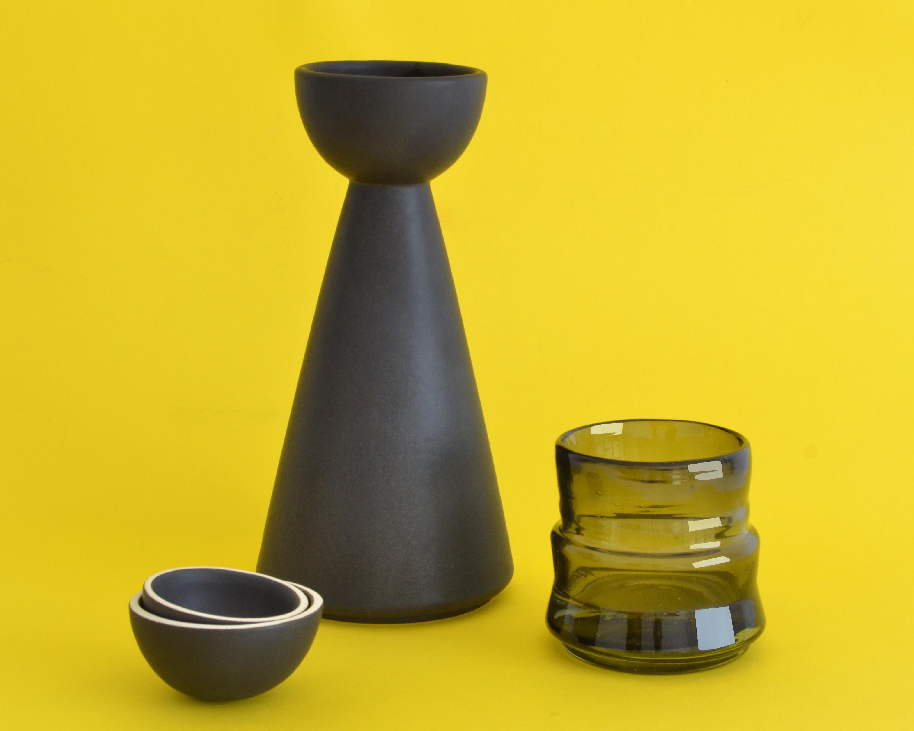 BLACK Carafe Contemporary Inspired by Traditional Jug Pitcher for Mezcal For Sale 5