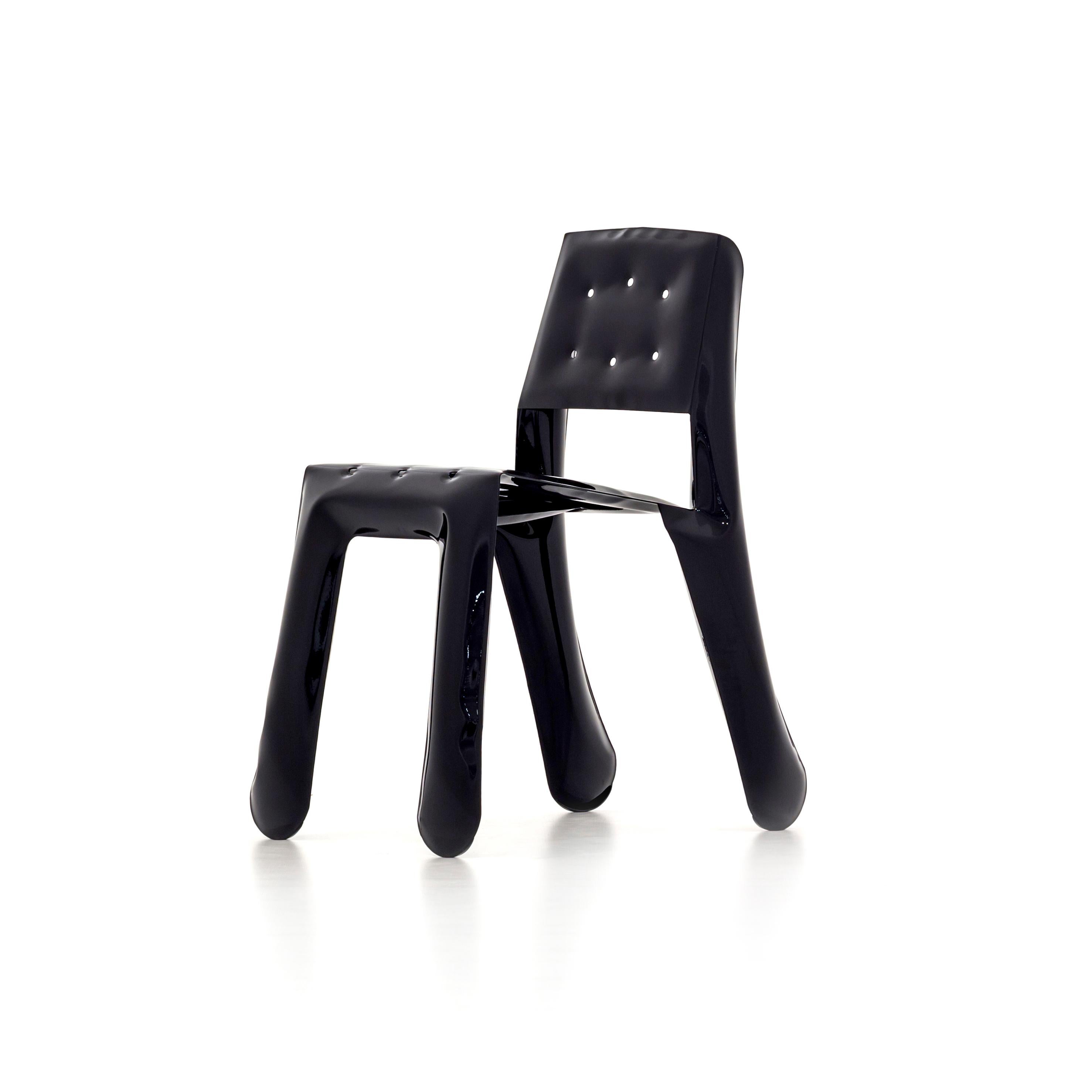 Black Carbon Steel Chippensteel 0.5 Sculptural Chair by Zieta
Dimensions: D 58 x W 46 x H 80 cm 
Material: Carbon steel. 
Finish: Powder-Coated. Glossy finish. 
Also available in colors: White Matt, Beige, Black, Blue-Gray, Graphite, Moss-Gray, and,