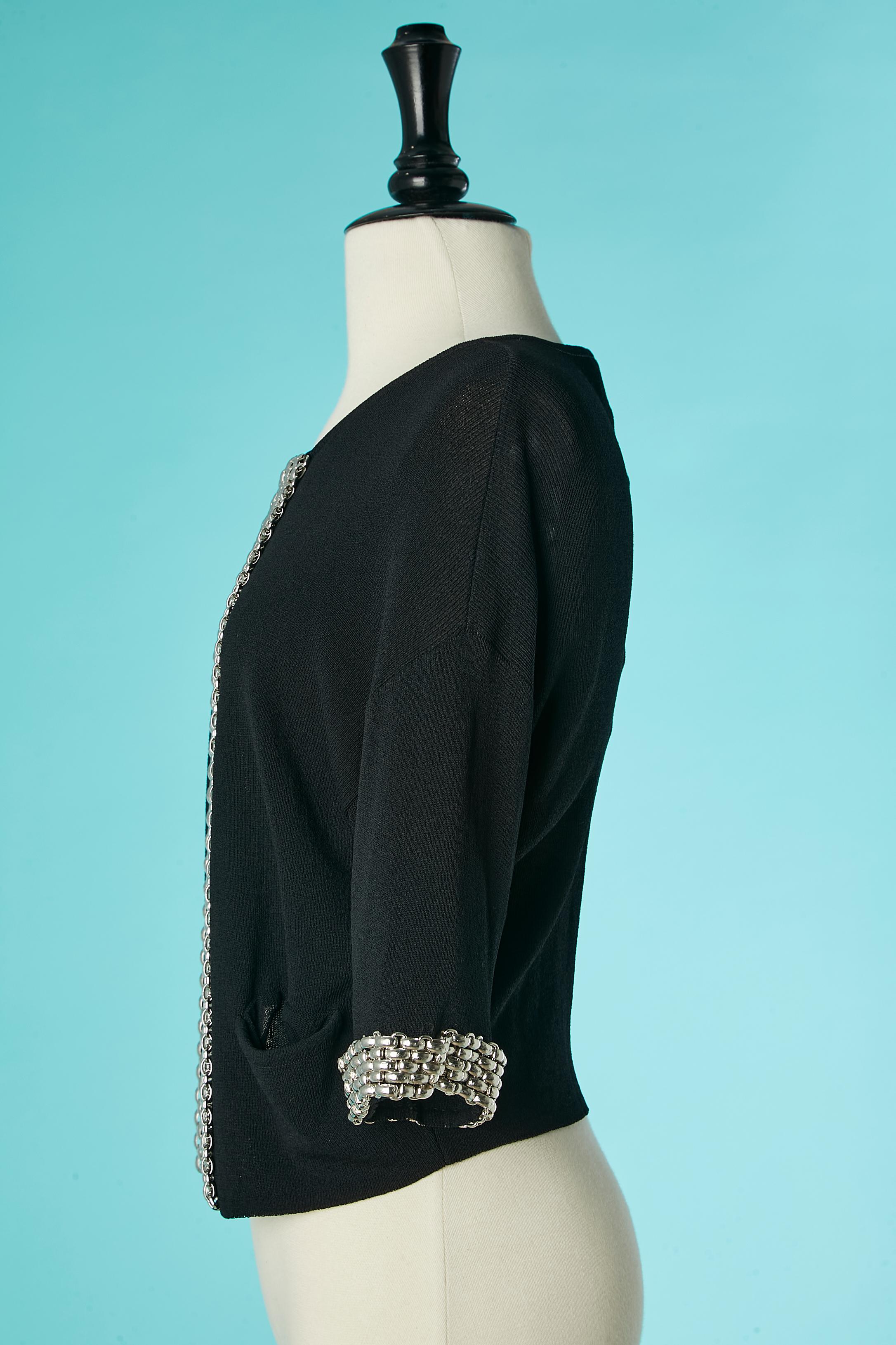 Women's Black cardigan with metallic chain edge La Magiie di Dolce & Gabbana  For Sale