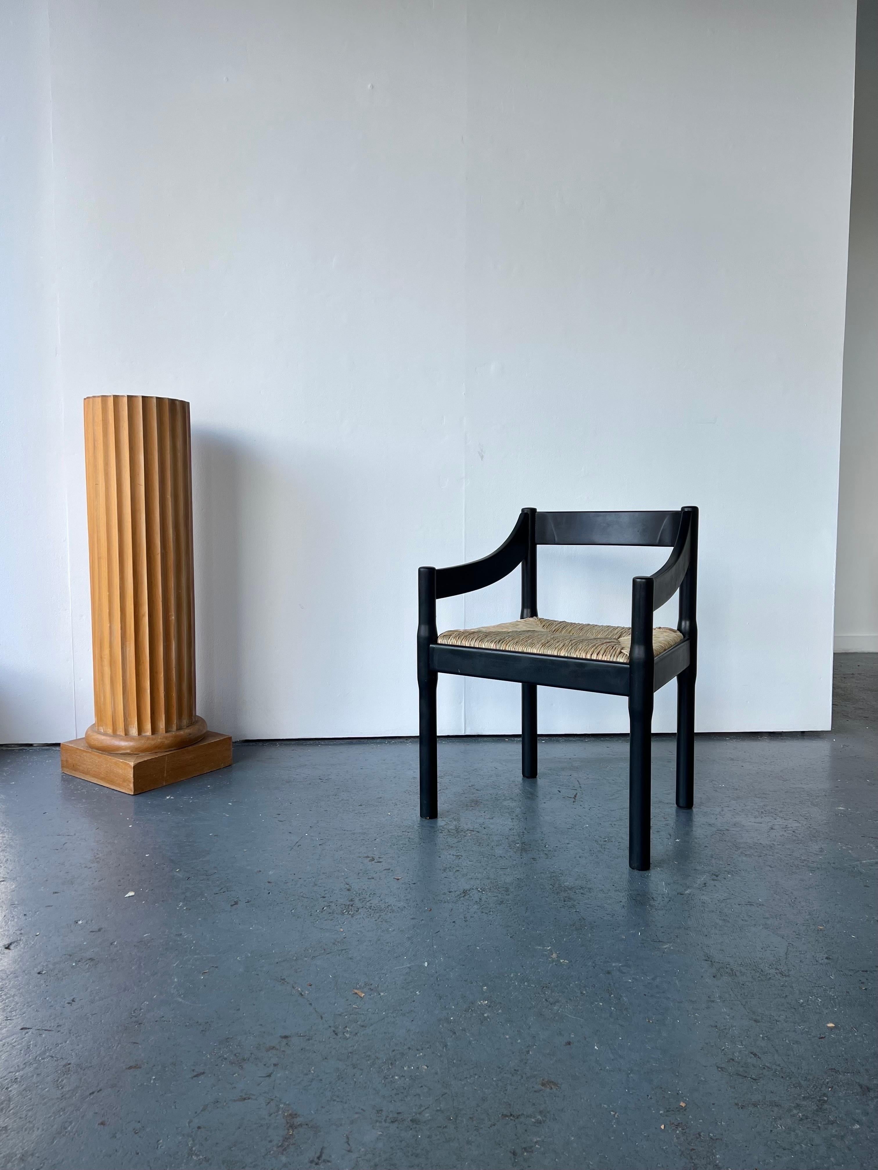 Italian Black Carimate Carver Chair by Vico Magistretti For Sale