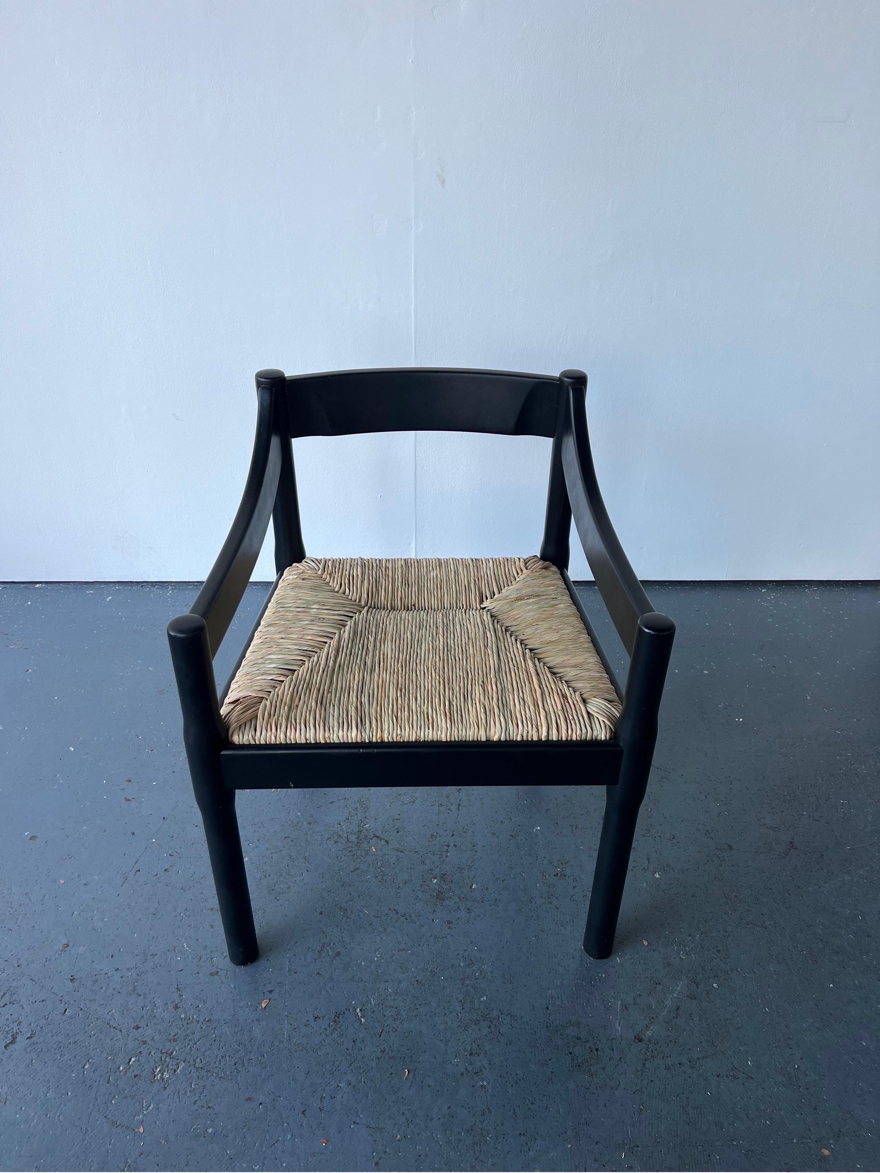 Black Carimate Carver Chair by Vico Magistretti In Good Condition For Sale In London, GB
