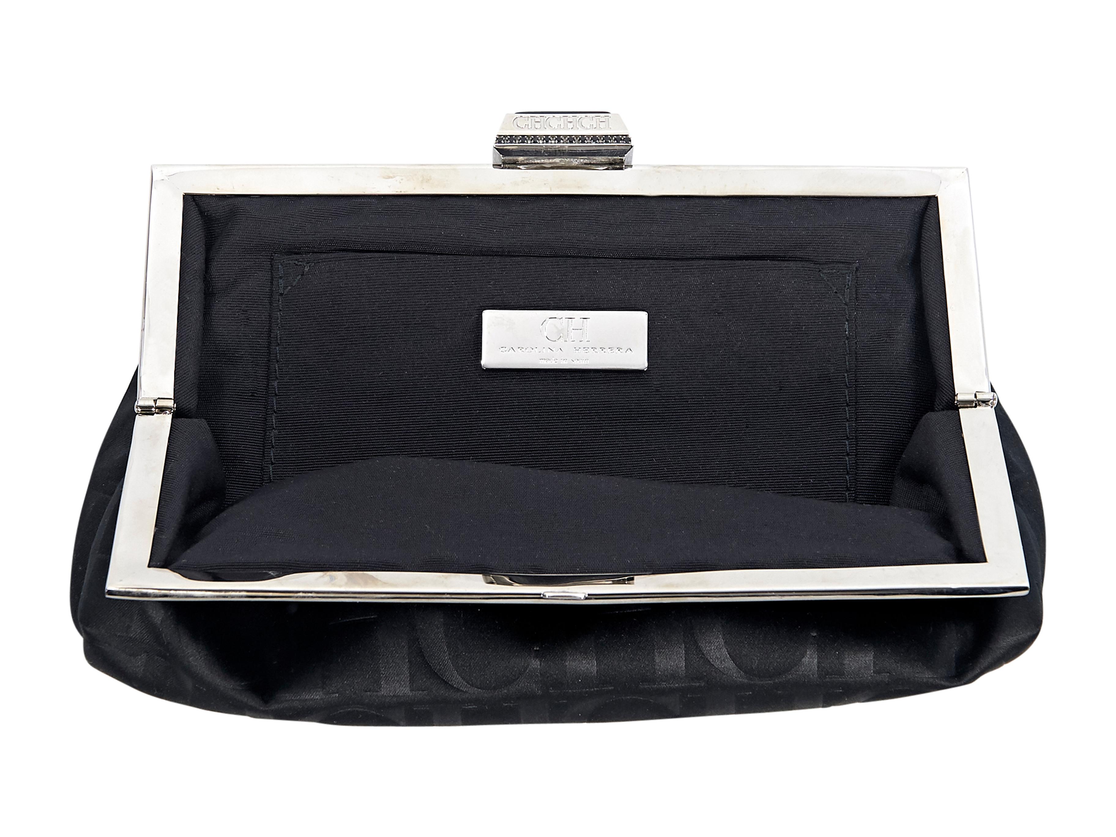 Women's Black Carolina Herrera Silk Logo Clutch