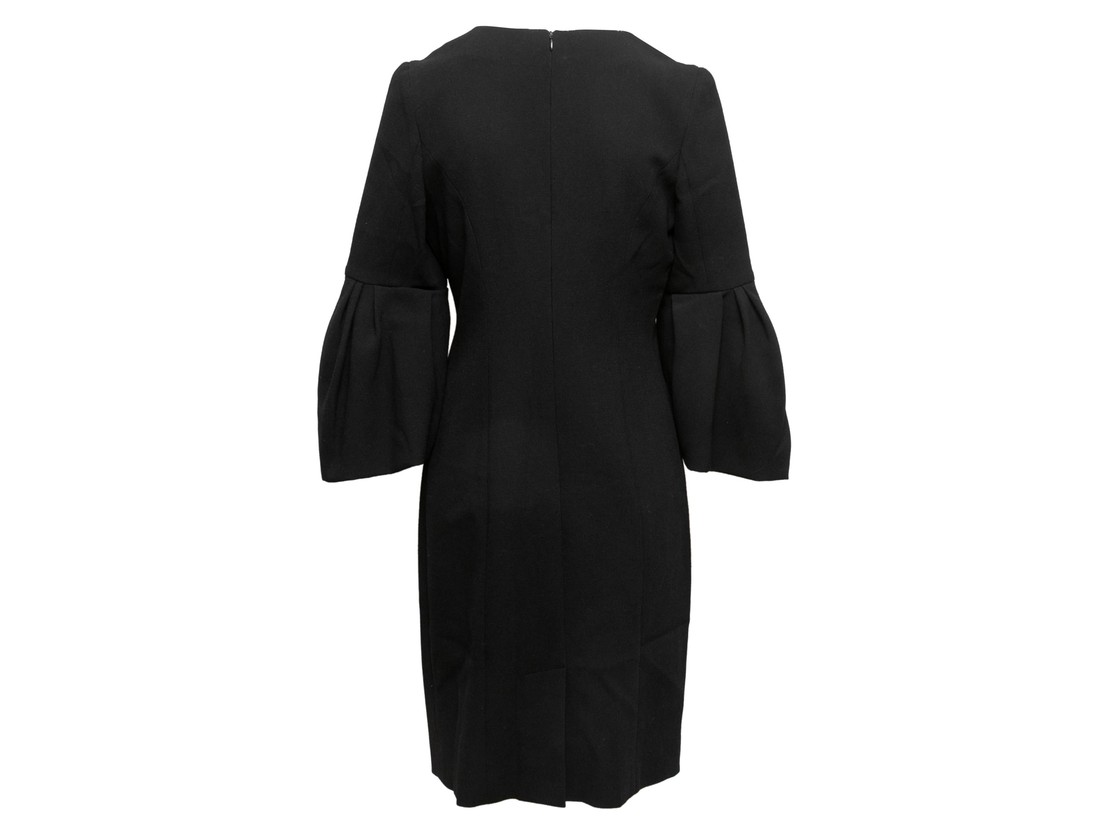 Black Carolina Herrera Virgin Wool Dress Size US 10 In Good Condition For Sale In New York, NY