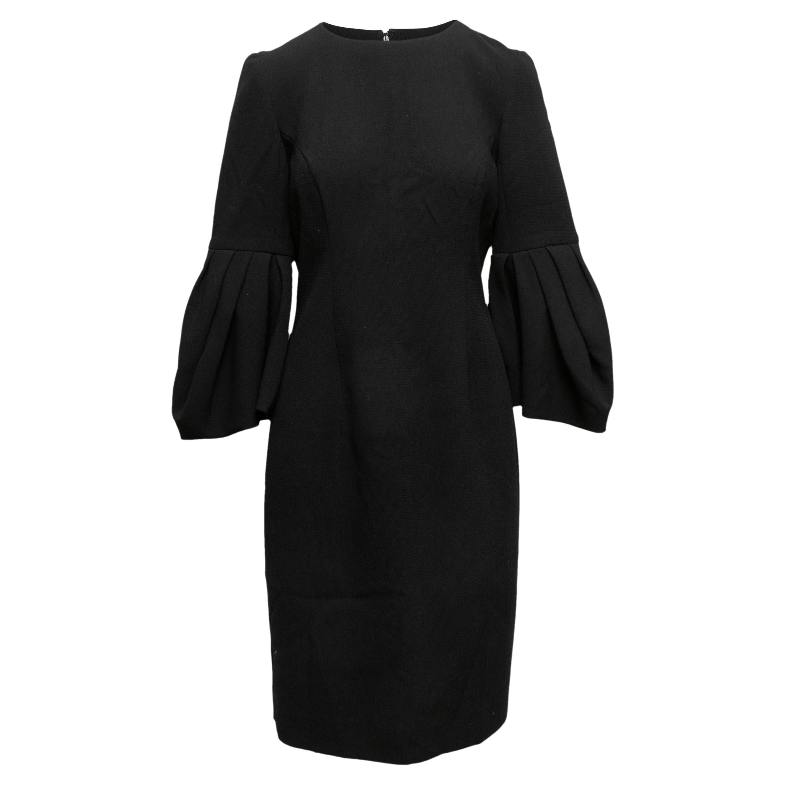 Carolina Herrera - Robe noire en laine vierge, taille US 10 en vente
