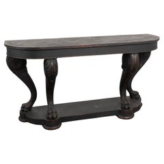 Black Carved Oak Console Table, Sweden circa 1960 Black Carved Oak Console Table, Sweden circa 1960