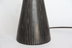 Vintage Wood Lamp with Original Finial and Grasscloth Shade