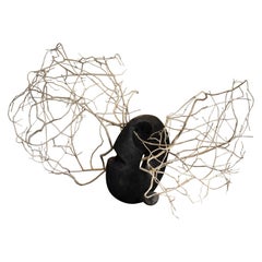 Black Carved Wood, Twisted Branches, Organic Form Sculpture by Jérôme Pereira
