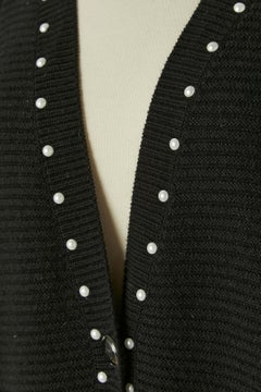 Black cashmere and cotton cardigan with beads embellishment CHANEL