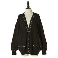 Black cashmere and cotton cardigan with beads embellishment CHANEL