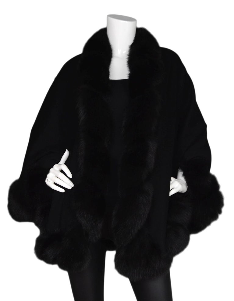 Black Cashmere Cape W/ Mink Trim For Sale at 1stDibs