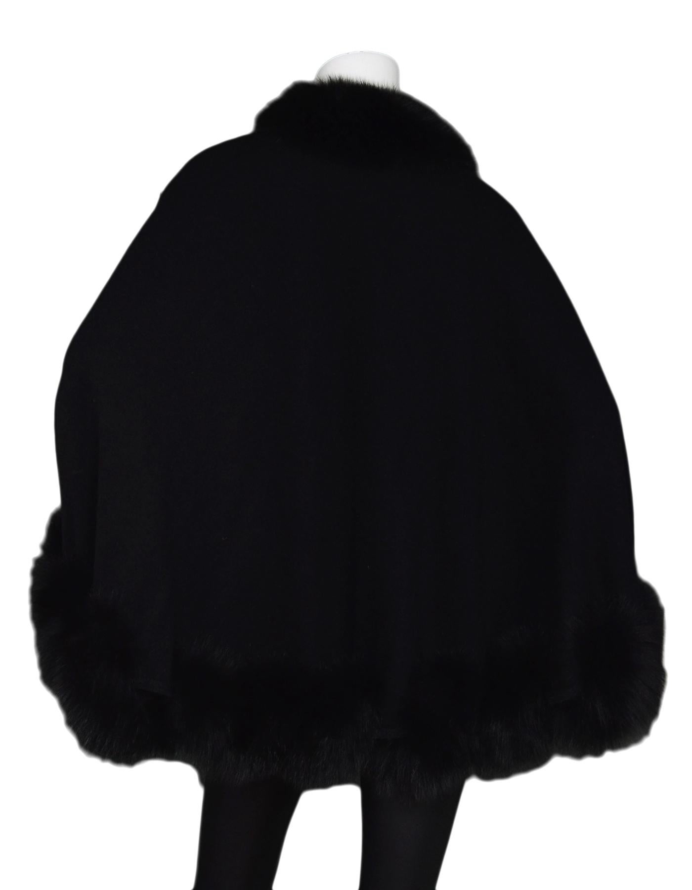 Black Cashmere Cape W/ Mink Trim  In Excellent Condition In New York, NY