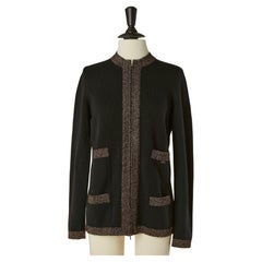 Schwarze Kaschmirstrickjacke mit Lurexrand CHANEL