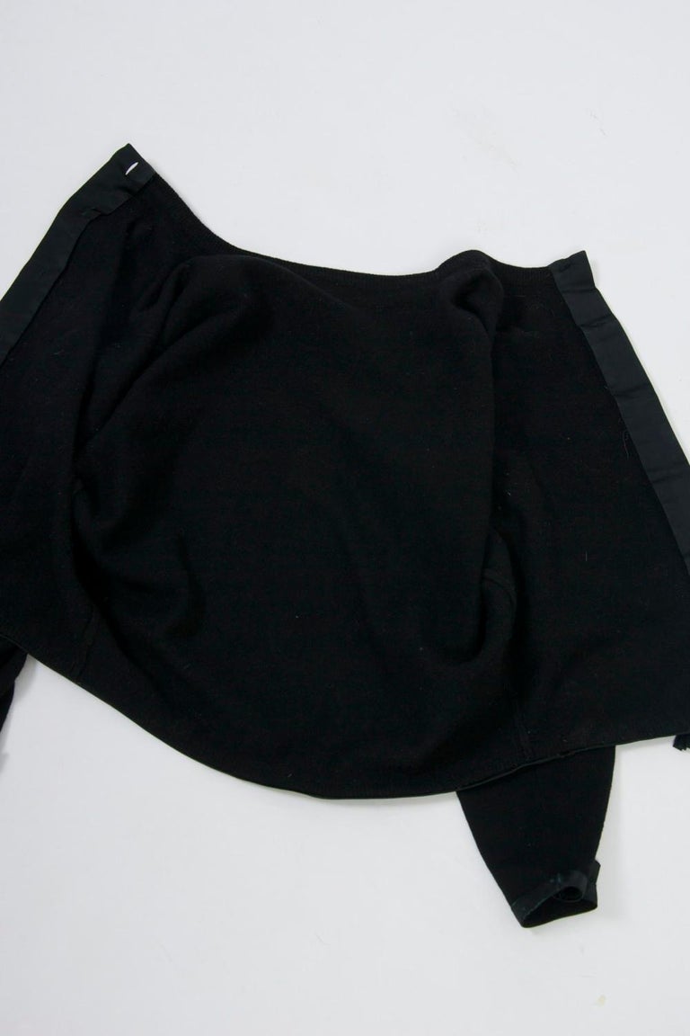 Black Cashmere Cardigan with Satin Trim For Sale at 1stDibs