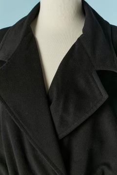 Black cashmere double-breasted coat with belt CHANEL