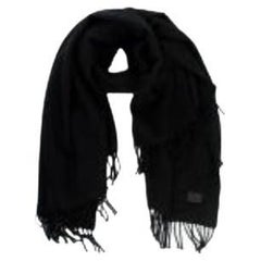 Black cashmere fringed shawl 147 x 120cm