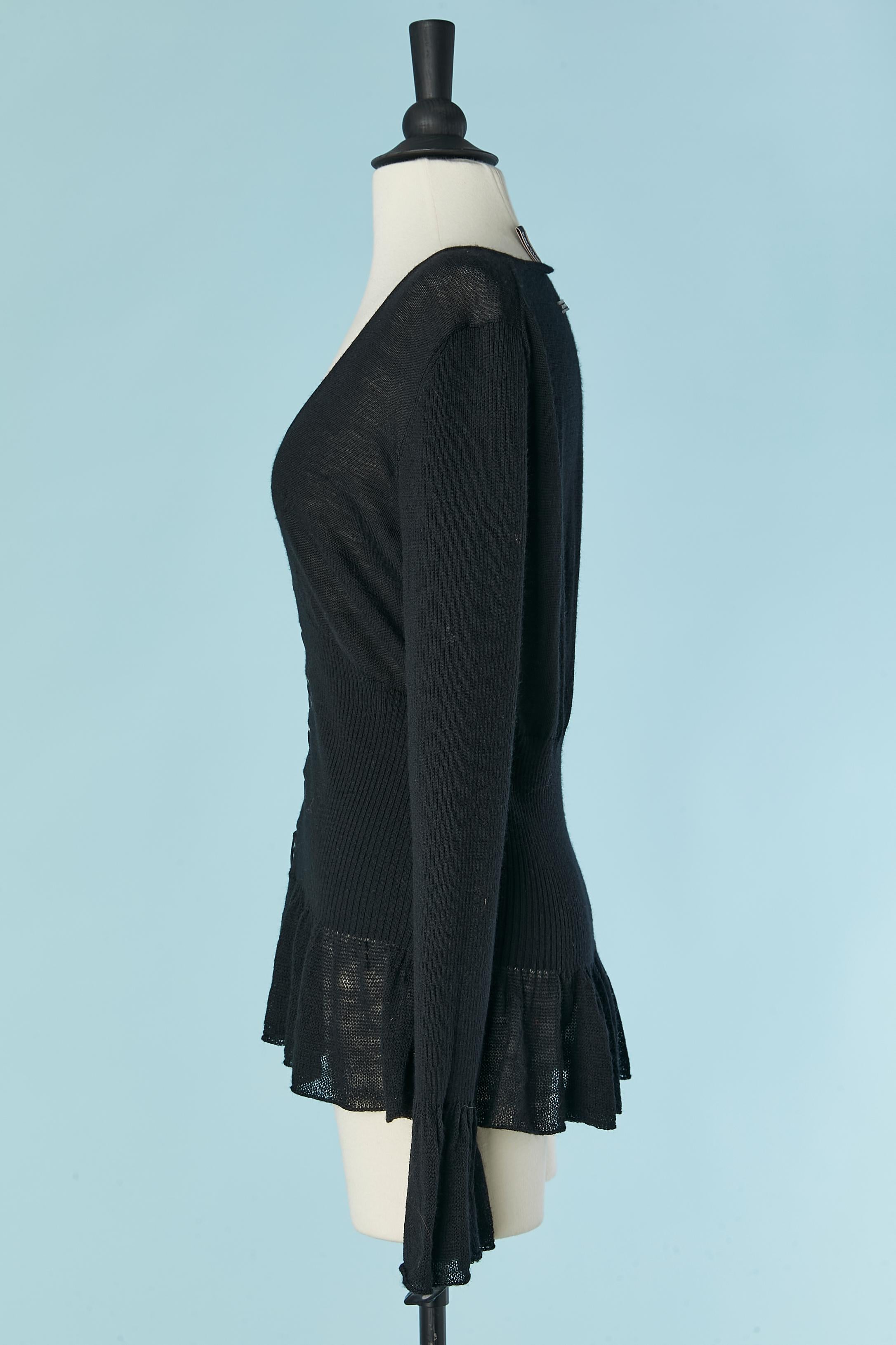 Black cashmere knit cardigan with laces closure  Gaultier Jeans 1