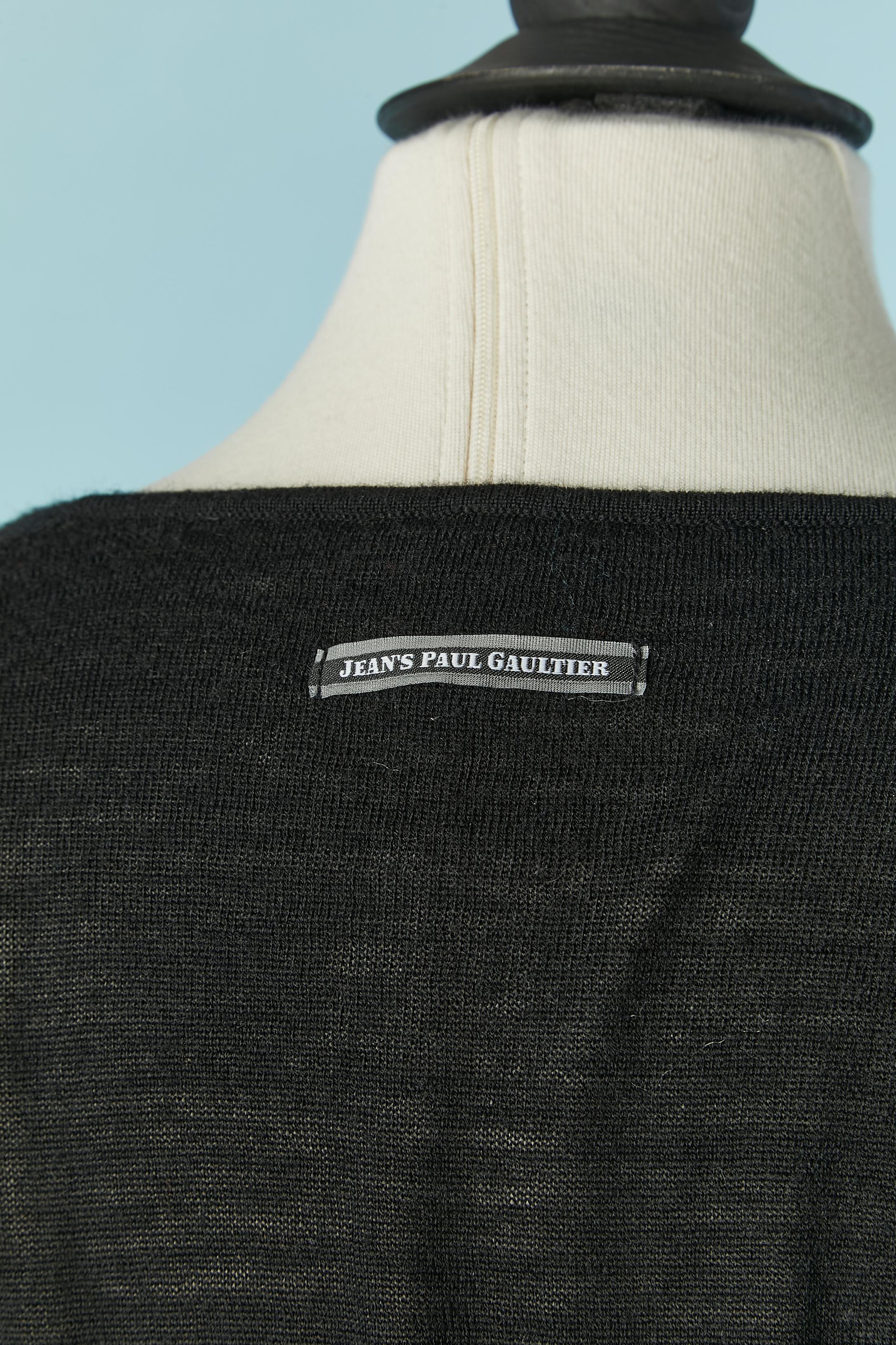 Black cashmere knit cardigan with laces closure  Gaultier Jeans 3